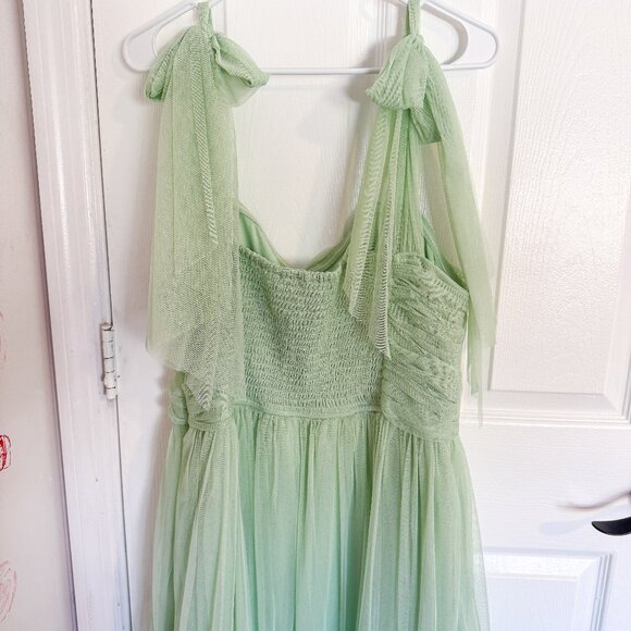Tie Shoulder Tiered Midi Dress in Sage Green - Picture 5 of 7